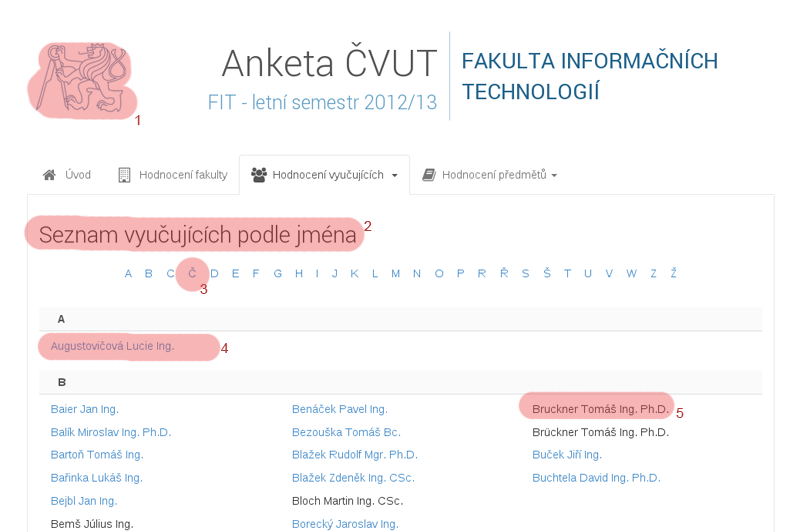 Seznam učitelů - screen