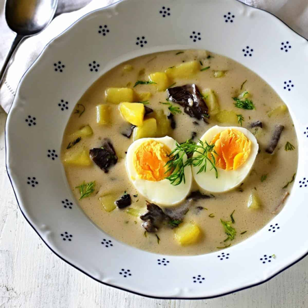 creamy soup with dried mushrooms